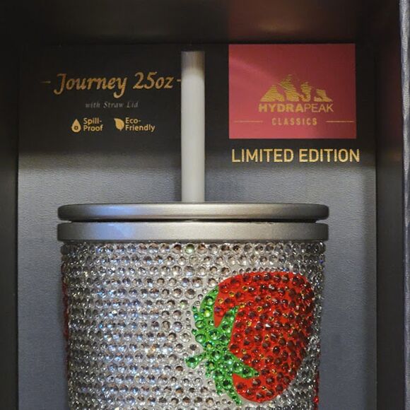Strawberry Strawberries Hydrapeak Rhinestone Tumbler Sparkle Cup - Picture 3 of 7